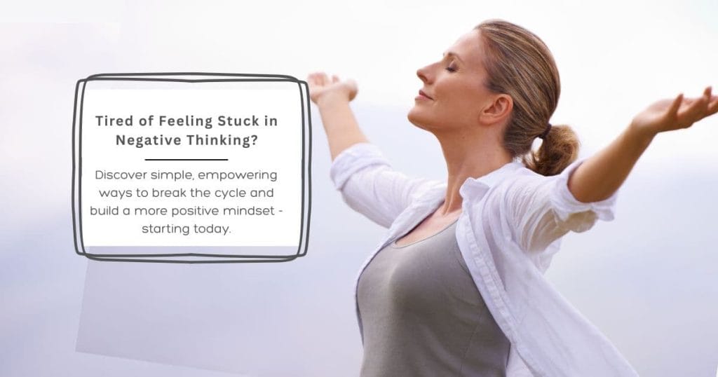Woman standing outdoors with arms open, representing freedom from a negative mindset and the clarity gained through RTT® hypnotherapy