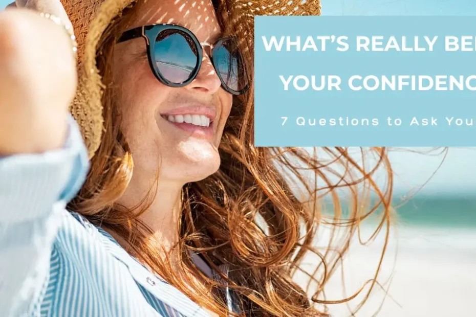 Confident and happy girl on the beach wearing a big hat, symbolizing confidence tips, hypnotherapy for confidence, and boosting self-esteem