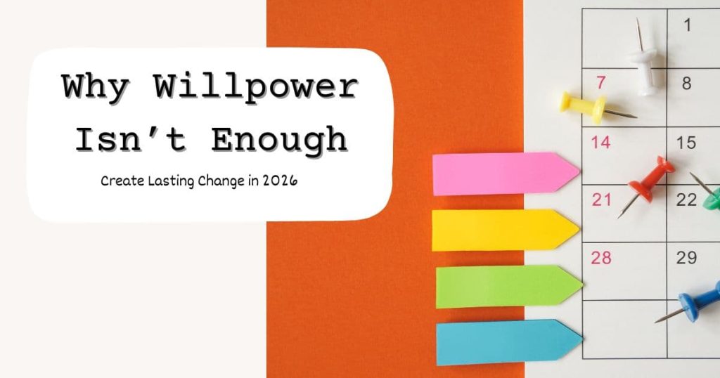 Calendar with pins and section tab stickers on an orange background, representing planning and creating lasting change in 2026