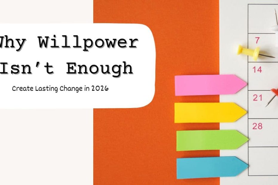 Calendar with pins and section tab stickers on an orange background, representing planning and creating lasting change in 2026