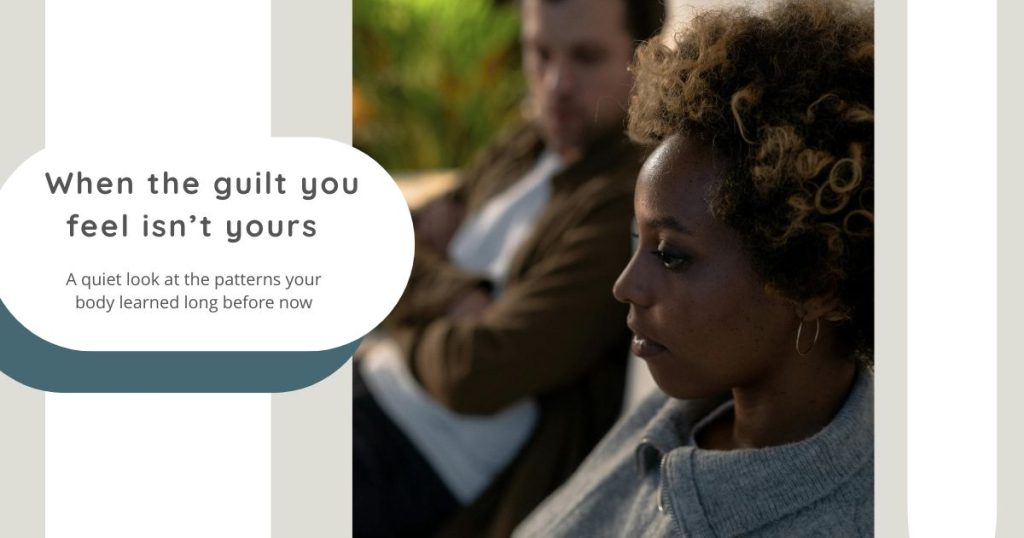 Person sitting quietly with a reflective expression, used as the hero image for a blog about feeling guilty for no reason